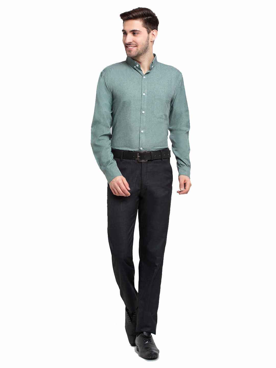 Indian Needle Green Men's Button Down Collar Cotton Formal Shirt ( SF 785Green )