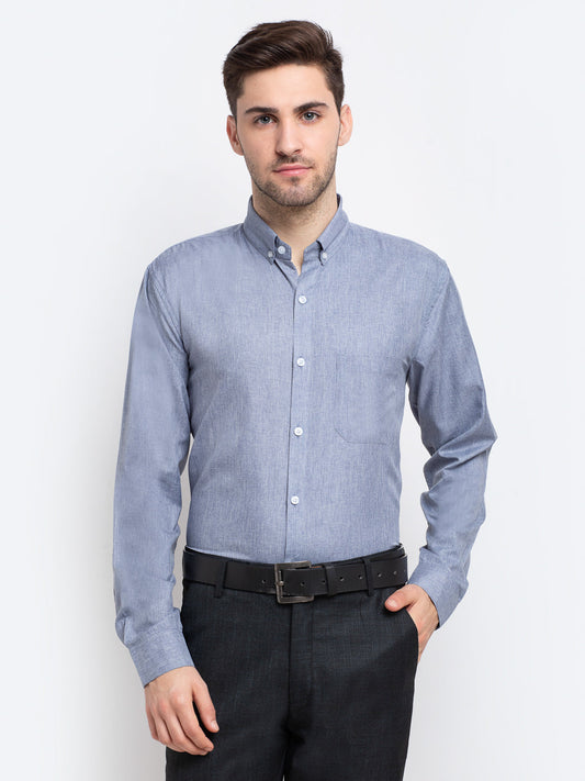 Indian Needle Grey Men's Button Down Collar Cotton Formal Shirt ( SF 785Grey )