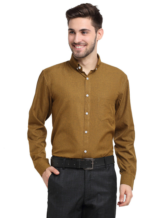 Indian Needle Olive Men's Button Down Collar Cotton Formal Shirt ( SF 785Olive )