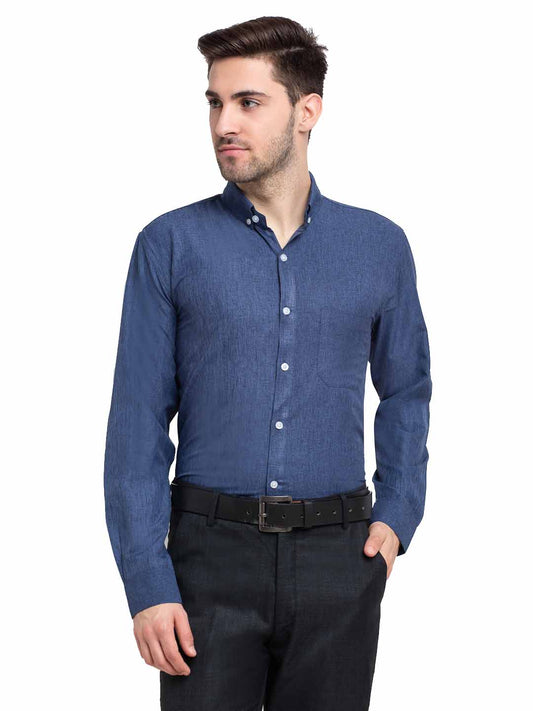 Indian Needle Teal Men's Button Down Collar Cotton Formal Shirt ( SF 785Teal )