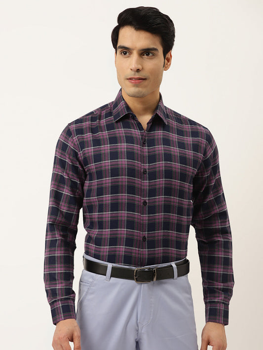 Indian Needle Pink Men's Formal Cotton Checked Shirt ( SF 786Pink )