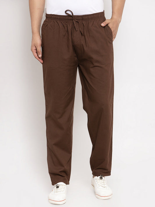 Indian Needle Men's Brown Solid Cotton Track Pants ( JOG 011Coffee )