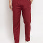 Indian Needle Men's Maroon Solid Cotton Track Pants