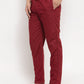 Indian Needle Men's Maroon Solid Cotton Track Pants