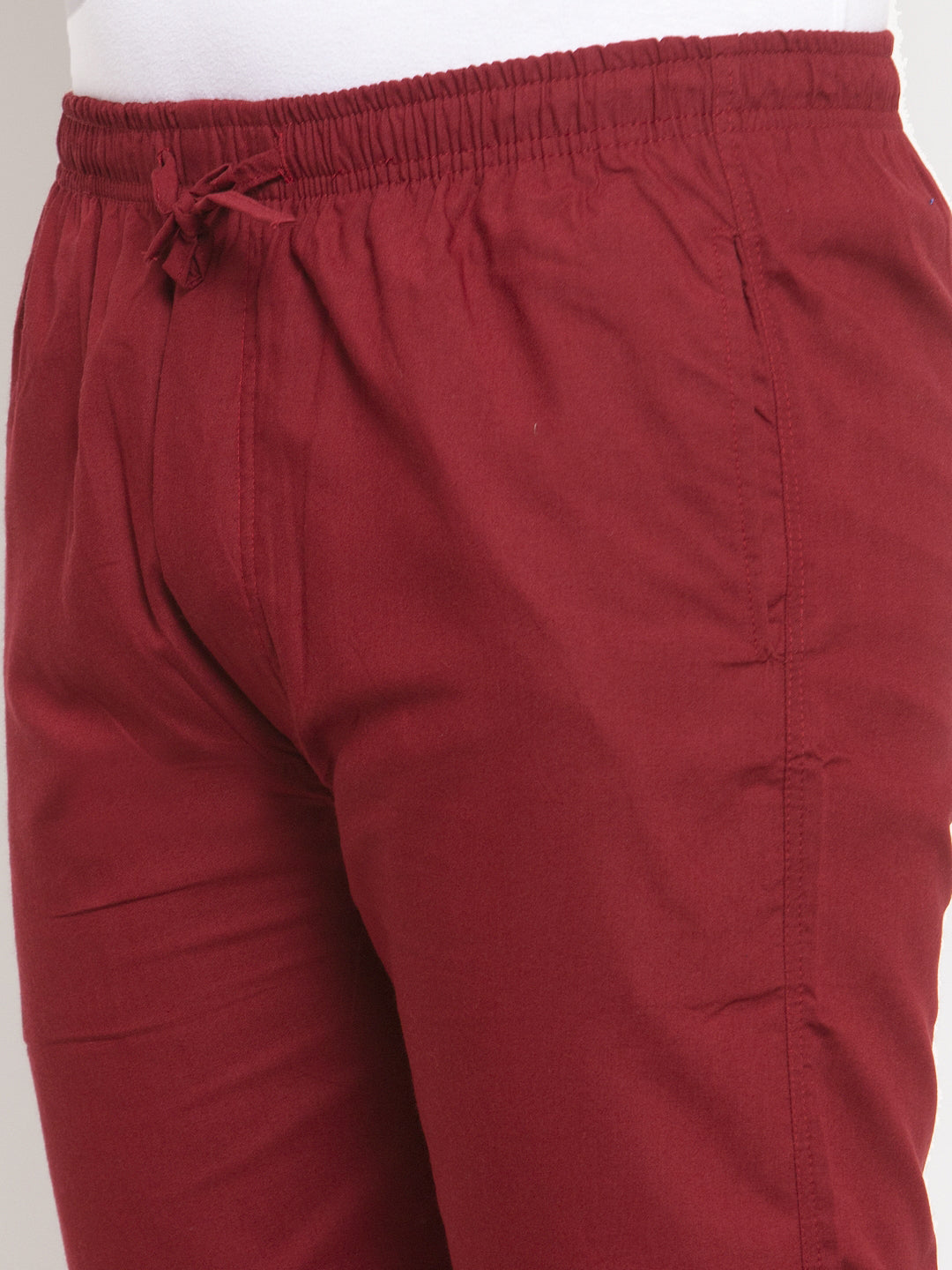 Indian Needle Men's Maroon Solid Cotton Track Pants