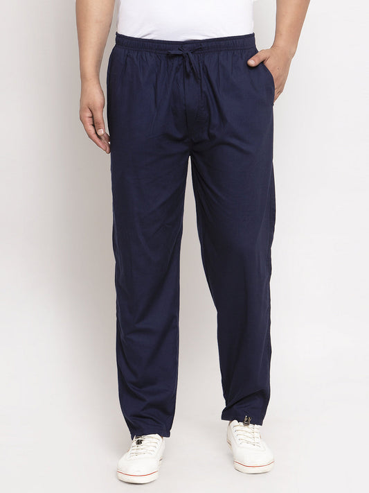 Indian Needle Men's Navy Blue Solid Cotton Track Pants ( JOG 011Navy )