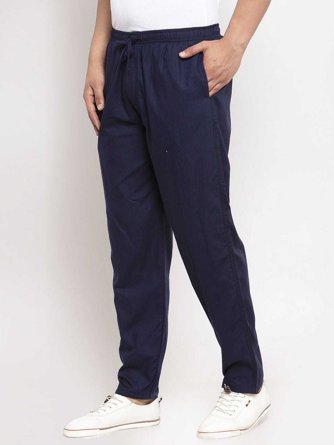 Indian Needle Men's Navy Blue Solid Cotton Track Pants ( JOG 011Navy )