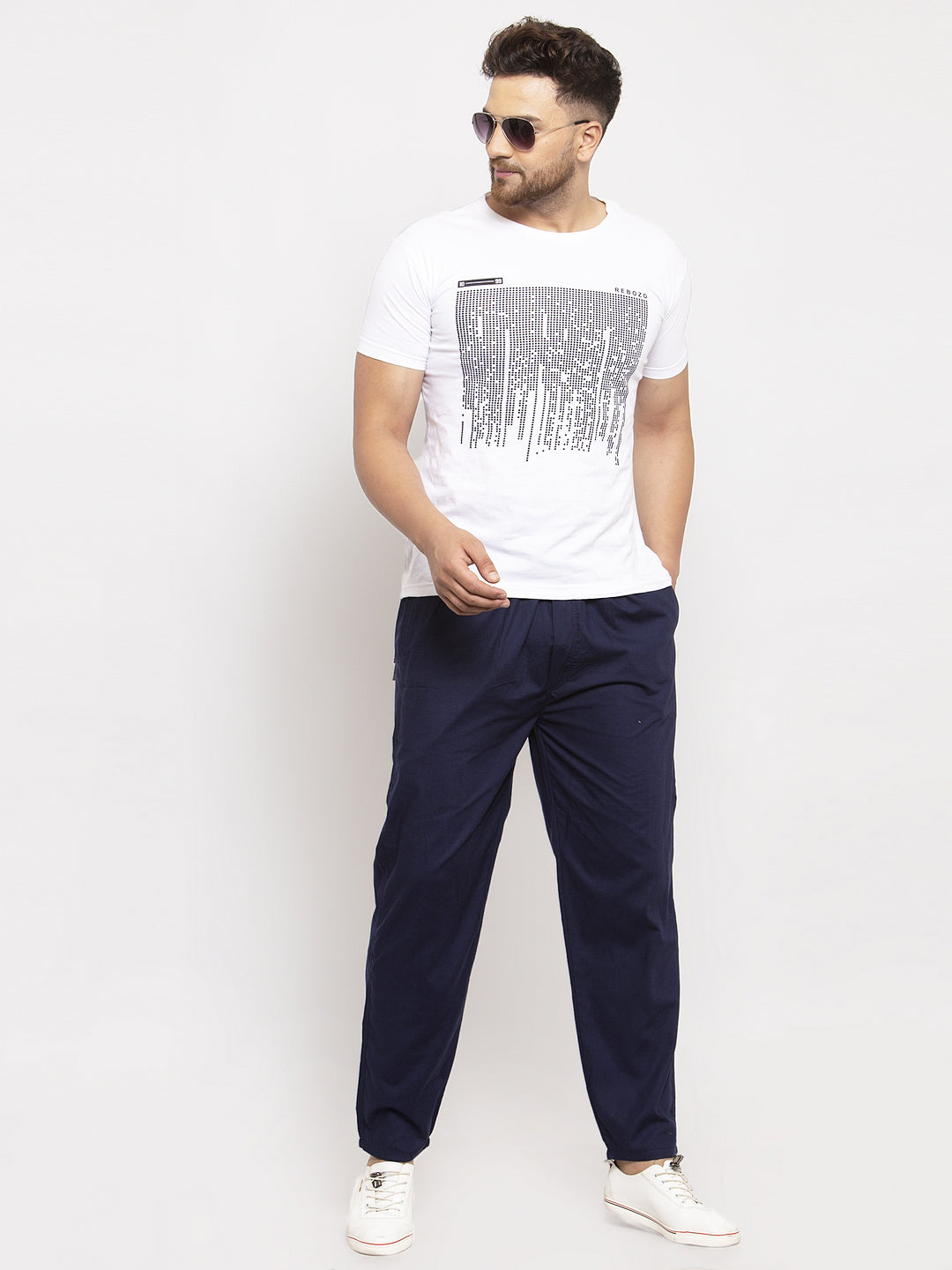 Indian Needle Men's Navy Blue Solid Cotton Track Pants ( JOG 011Navy )