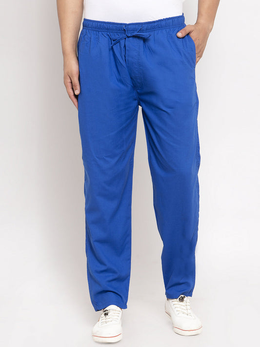 Indian Needle Men's Blue Solid Cotton Track Pants ( JOG 011Royal-Blue )