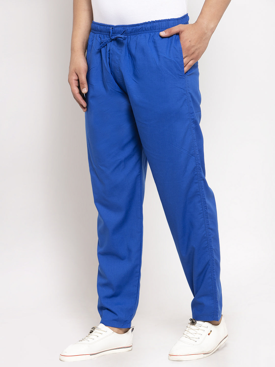 Indian Needle Men's Blue Solid Cotton Track Pants ( JOG 011Royal-Blue )