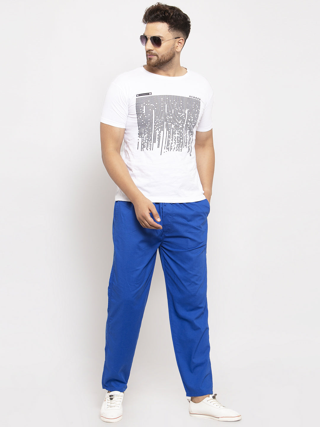 Indian Needle Men's Blue Solid Cotton Track Pants ( JOG 011Royal-Blue )