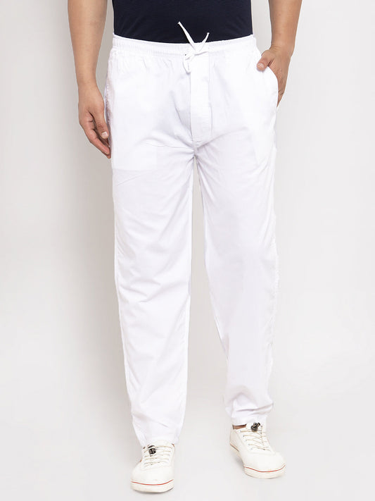 Indian Needle Men's White Solid Cotton Track Pants ( JOG 011White )