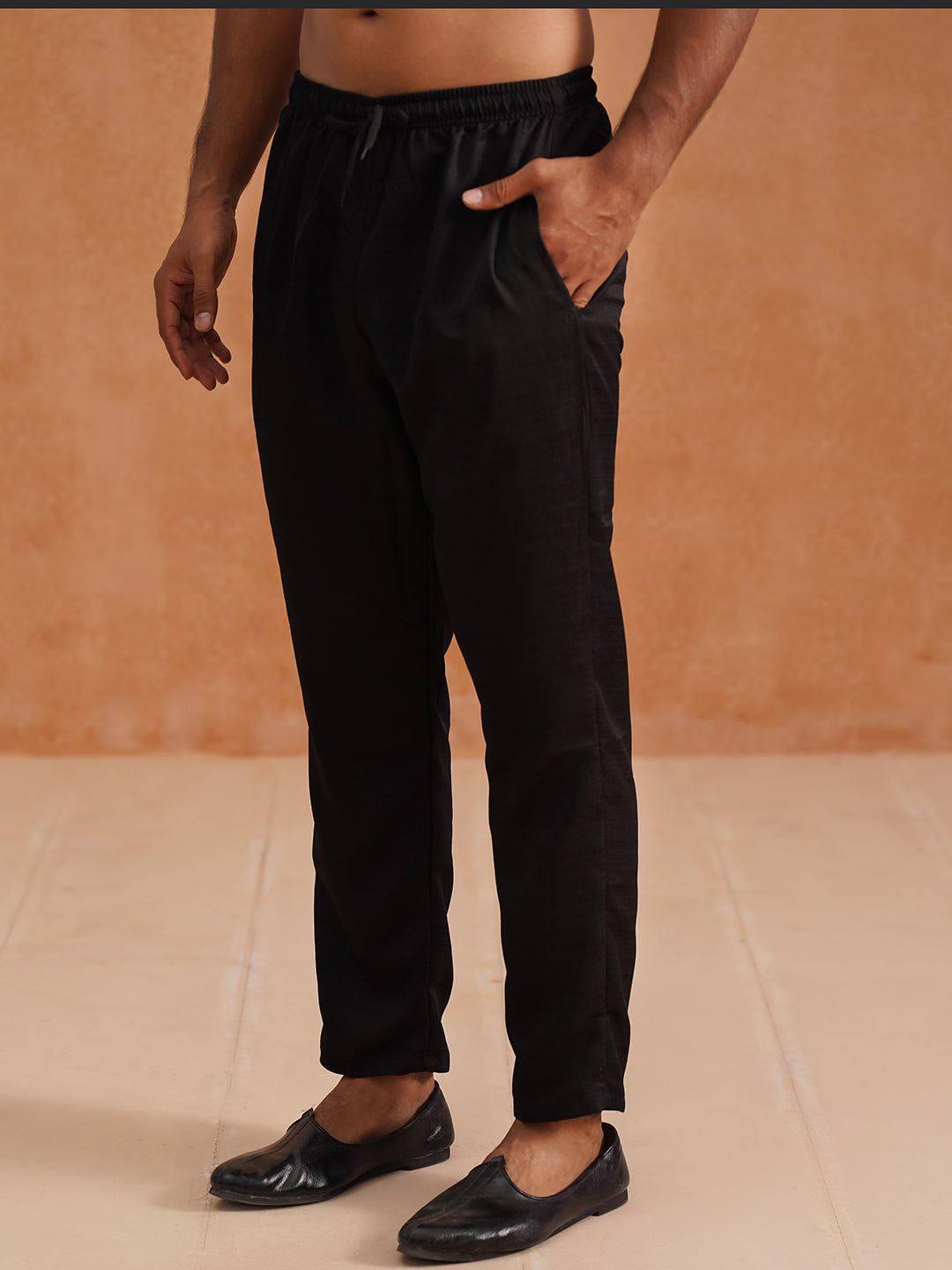 Solid Cotton Pyjama For Men ( ANKPJ 006 Black )