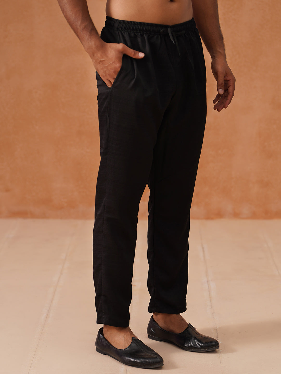 Solid Cotton Pyjama For Men ( ANKPJ 006 Black )