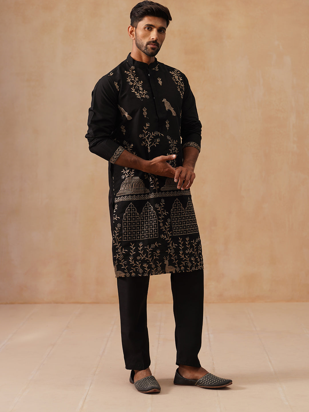 Solid Cotton Pyjama For Men ( ANKPJ 006 Black )