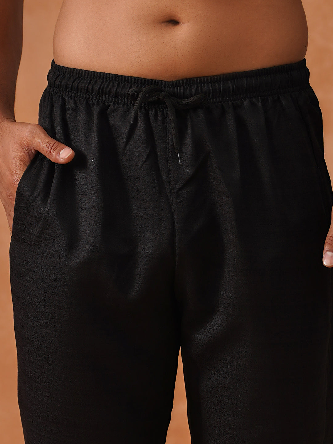 Solid Cotton Pyjama For Men ( ANKPJ 006 Black )