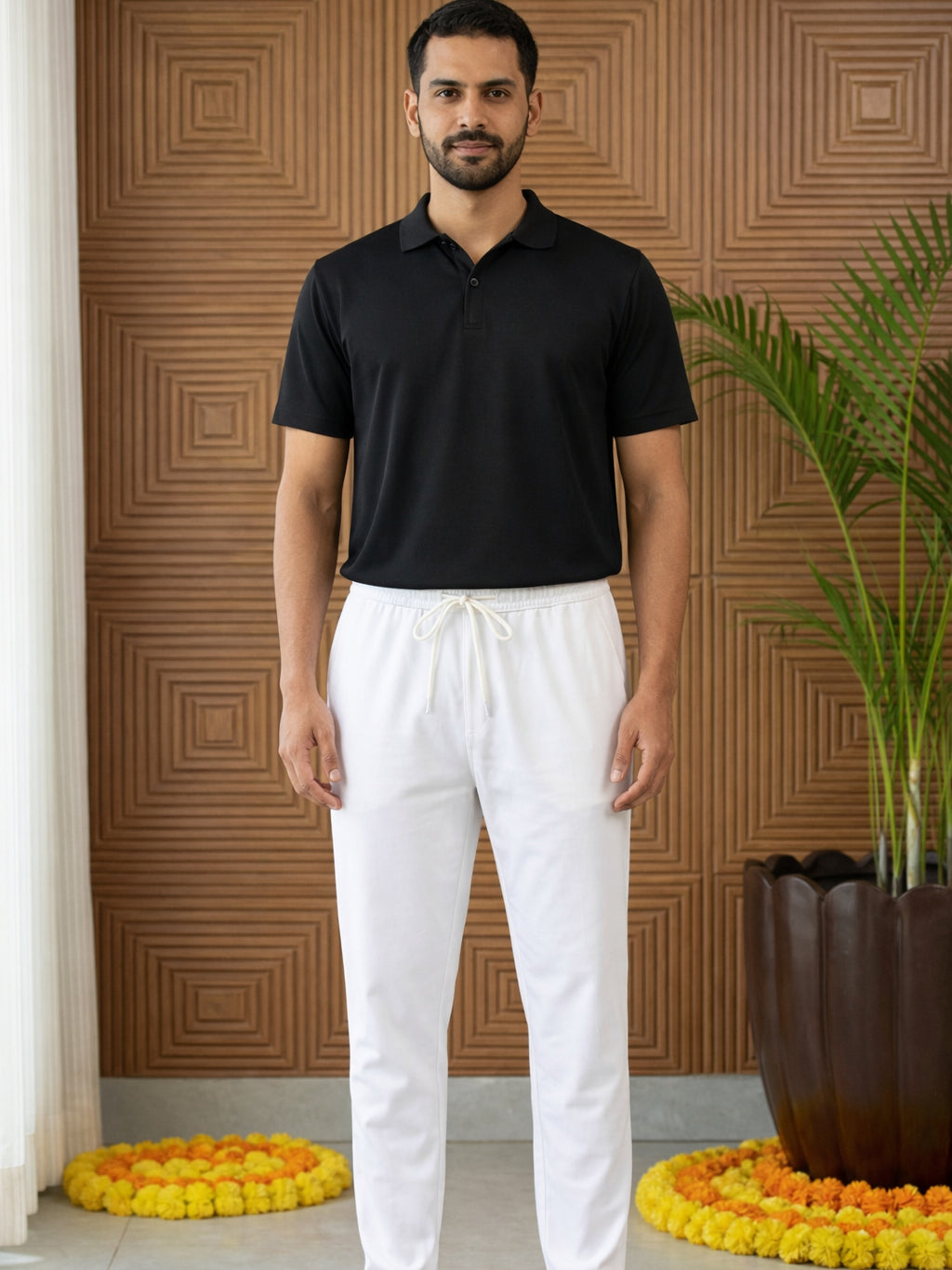 Men Pack of 2 Solid Cotton Pyjamas ( ANKPJ 006White-Black Pack-2 )