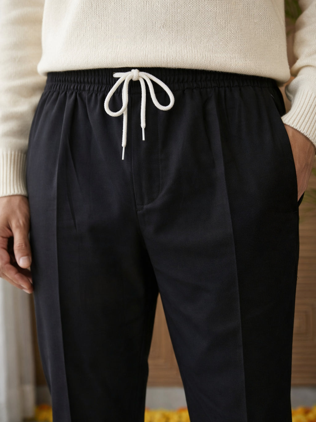 Men Pack of 2 Solid Cotton Pyjamas ( ANKPJ 006White-Black Pack-2 )