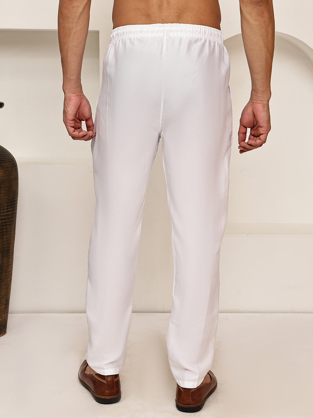 Solid Cotton Pyjama For Men ( ANKPJ 006 White )