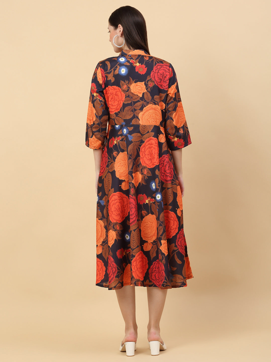 Floral Printed Anarkali Kurta ( ANKW 1526 Navy )