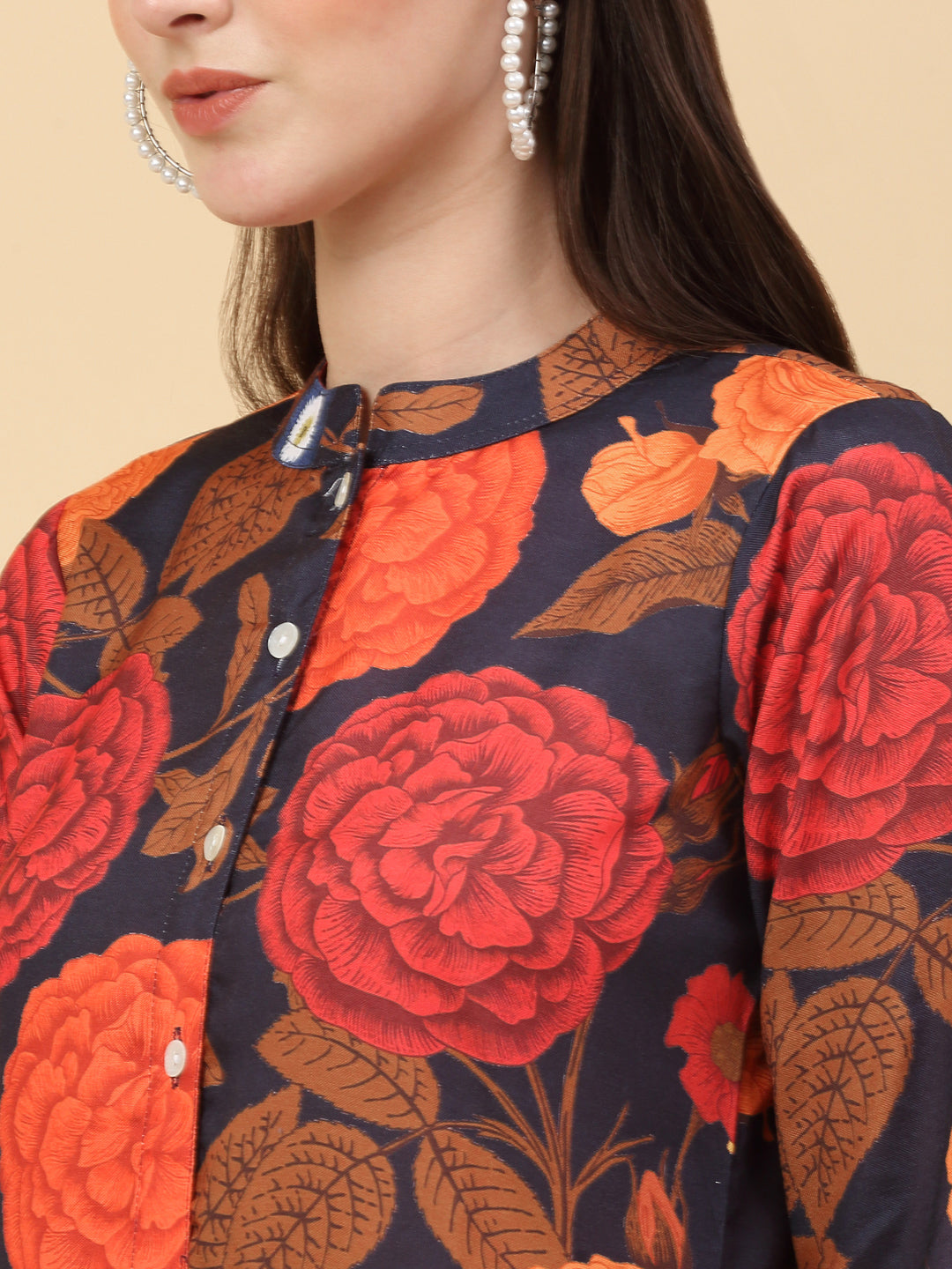 Floral Printed Anarkali Kurta ( ANKW 1526 Navy )