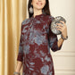 Floral Printed Straight Kurta ( ANKW 1539Maroon )