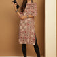Floral Printed Straight Kurtas ( ANKW 1547 Beige )