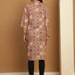 Floral Printed Straight Kurtas ( ANKW 1547 Beige )