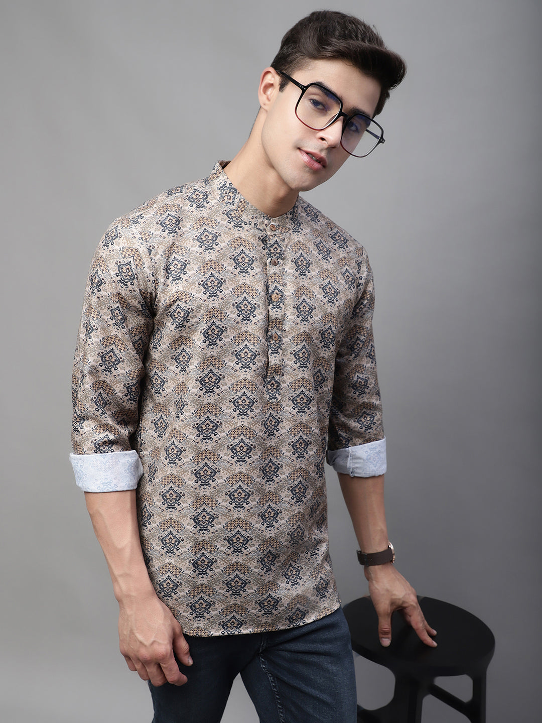 Printed Short Kurtas ( ANMKO 115Brown )
