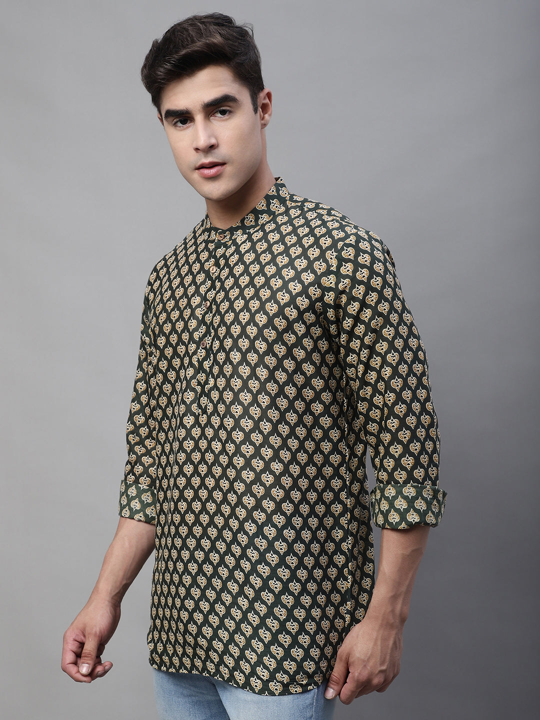 Printed Short Kurtas ( ANMKO 115Olive )