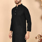 Men's Cream Embroidered Kurtas ( ANMKO 145Black )  [RT] [G-6-8]