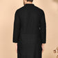 Men's Cream Embroidered Kurtas ( ANMKO 145Black )  [RT] [G-6-8]