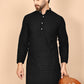 Men's Cream Embroidered Kurtas ( ANMKO 145Black )  [RT] [G-6-8]