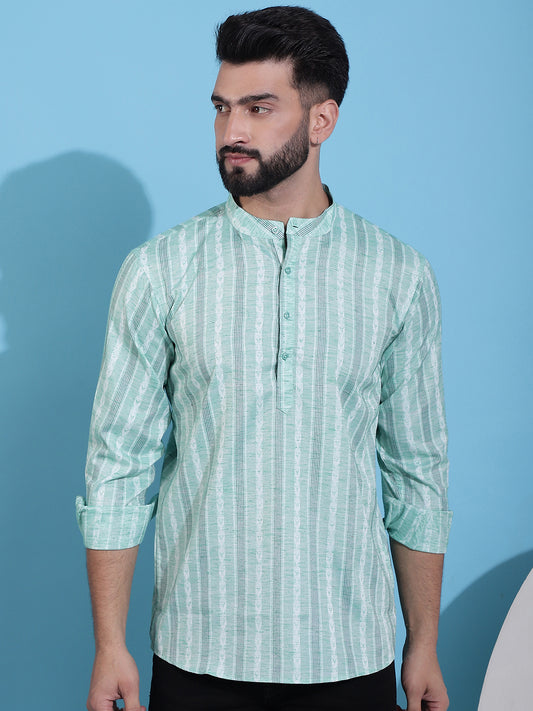 Green Striped Short Kurtas ( ANMKO 157Green )