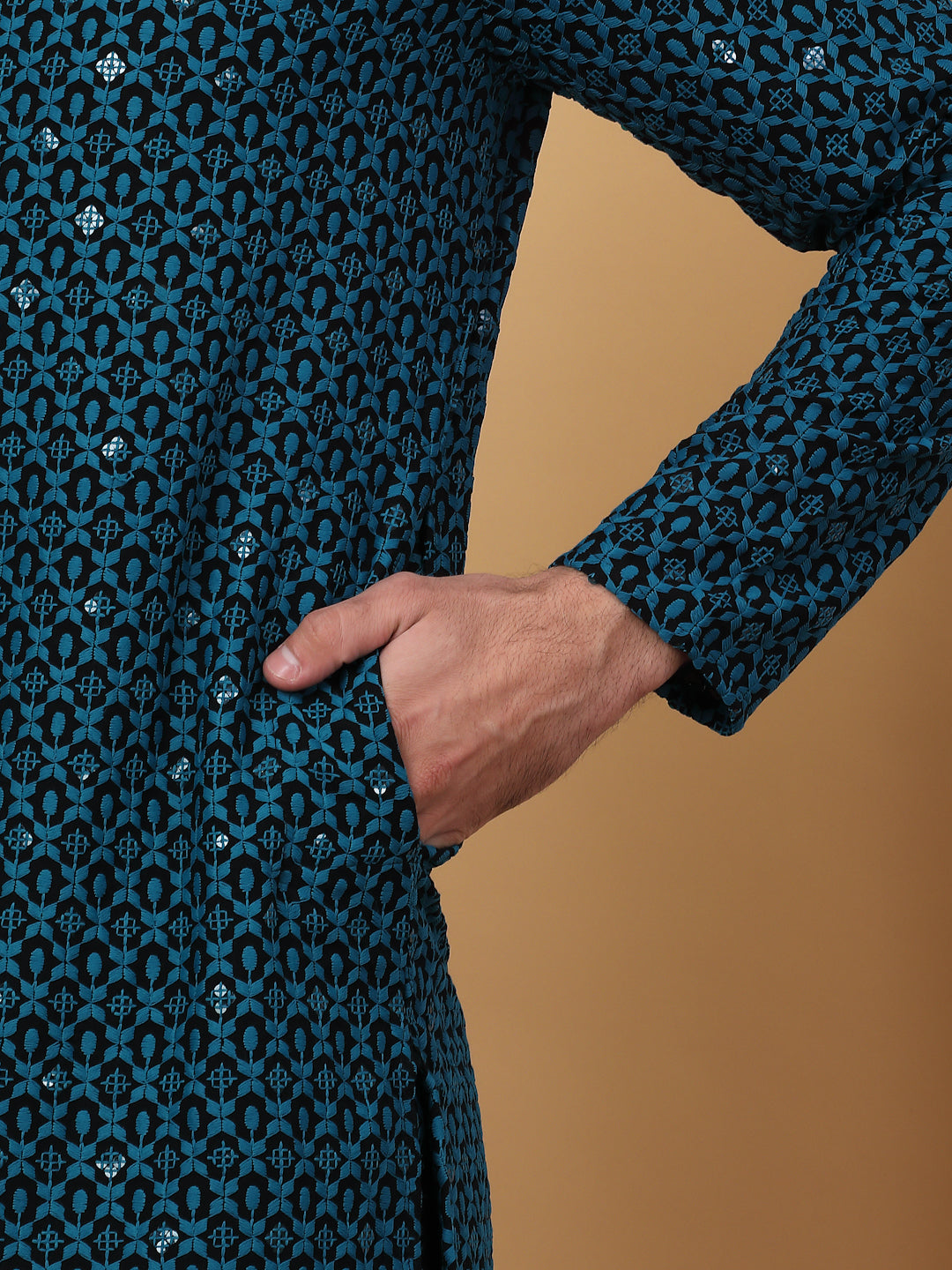 Embroidered and Sequinned Kurta with Pyjamas ( ANMKP B-P 171Blue )