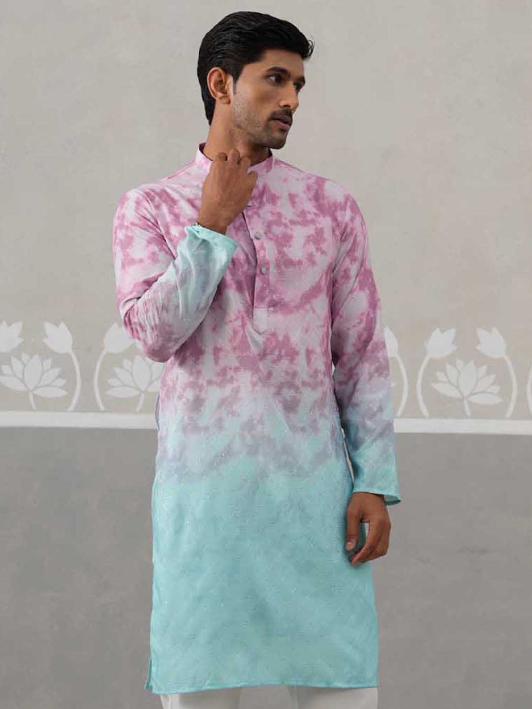 Printed & Embroidered Kurta ( ANMKO 197Magenta ) [RT] [ H2 ]