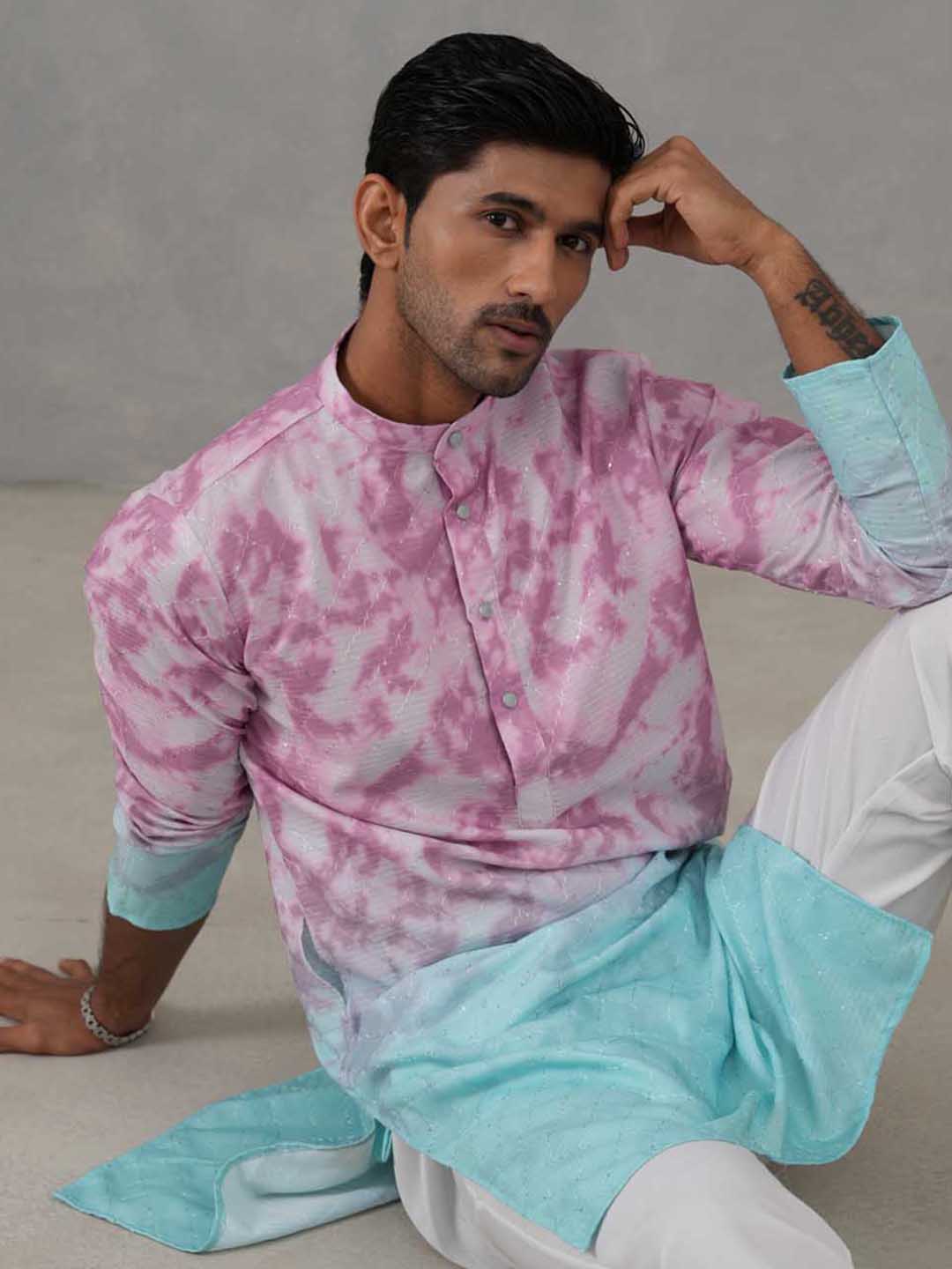 Printed & Embroidered Kurta ( ANMKO 197Magenta ) [RT] [ H2 ]