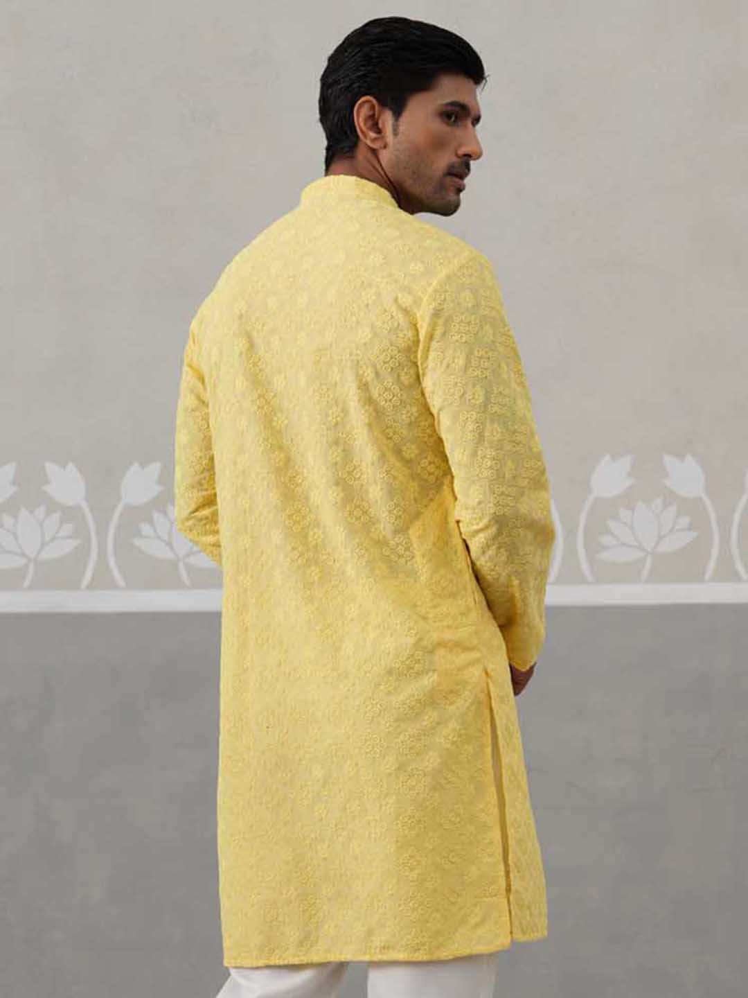 Embroidered Cotton Kurta ( ANMKO 258Lemon )  [RT] [P-10]