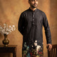 Floral Printed Black Kurta for Men ( ANMKO 266 Black )