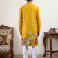 Floral Printed Black Kurta for Men ( ANMKO 266 Mustard )