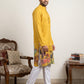 Floral Printed Black Kurta for Men ( ANMKO 266 Mustard )