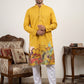 Floral Printed Black Kurta for Men ( ANMKO 266 Mustard )