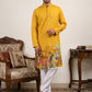 Floral Printed Black Kurta for Men ( ANMKO 266 Mustard )
