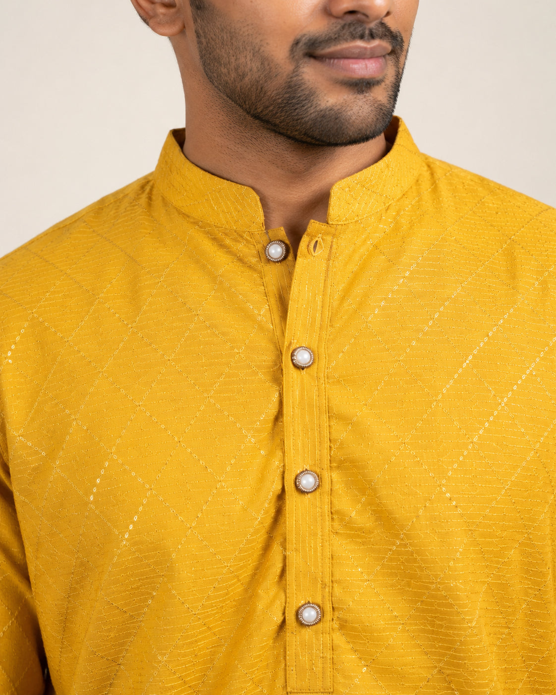 Floral Printed Black Kurta for Men ( ANMKO 266 Mustard )