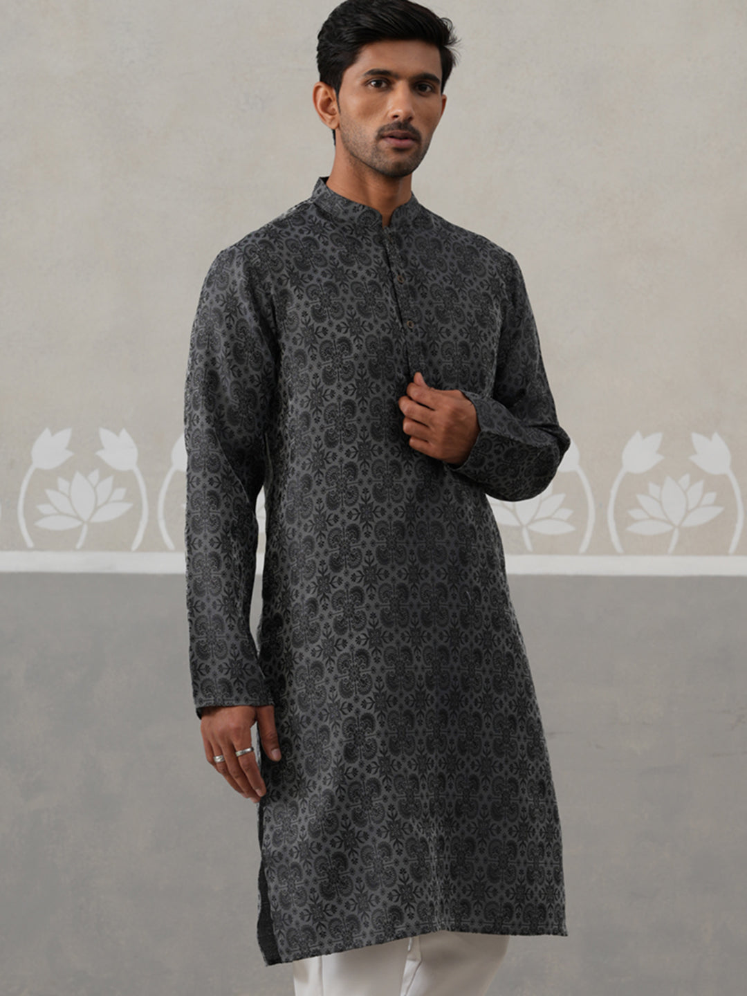 Woven Design Straight Kurta ( ANMKO 269Grey )  [RT] [P-13]