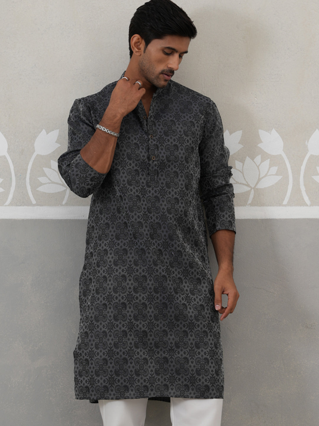 Woven Design Straight Kurta ( ANMKO 269Grey )  [RT] [P-13]