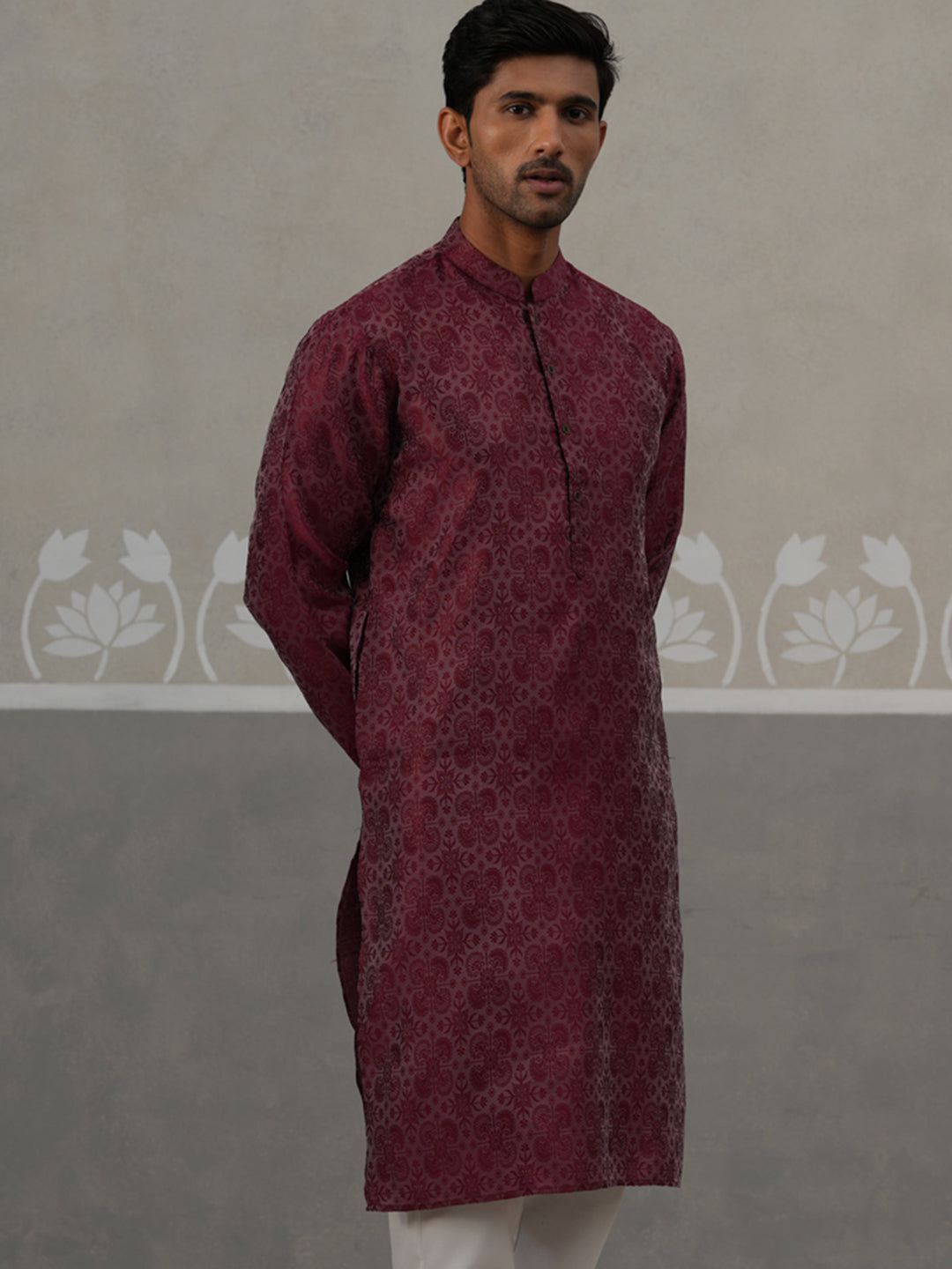 Woven Design Straight Kurta ( ANMKO 269Maroon )  [RT] [P-13]