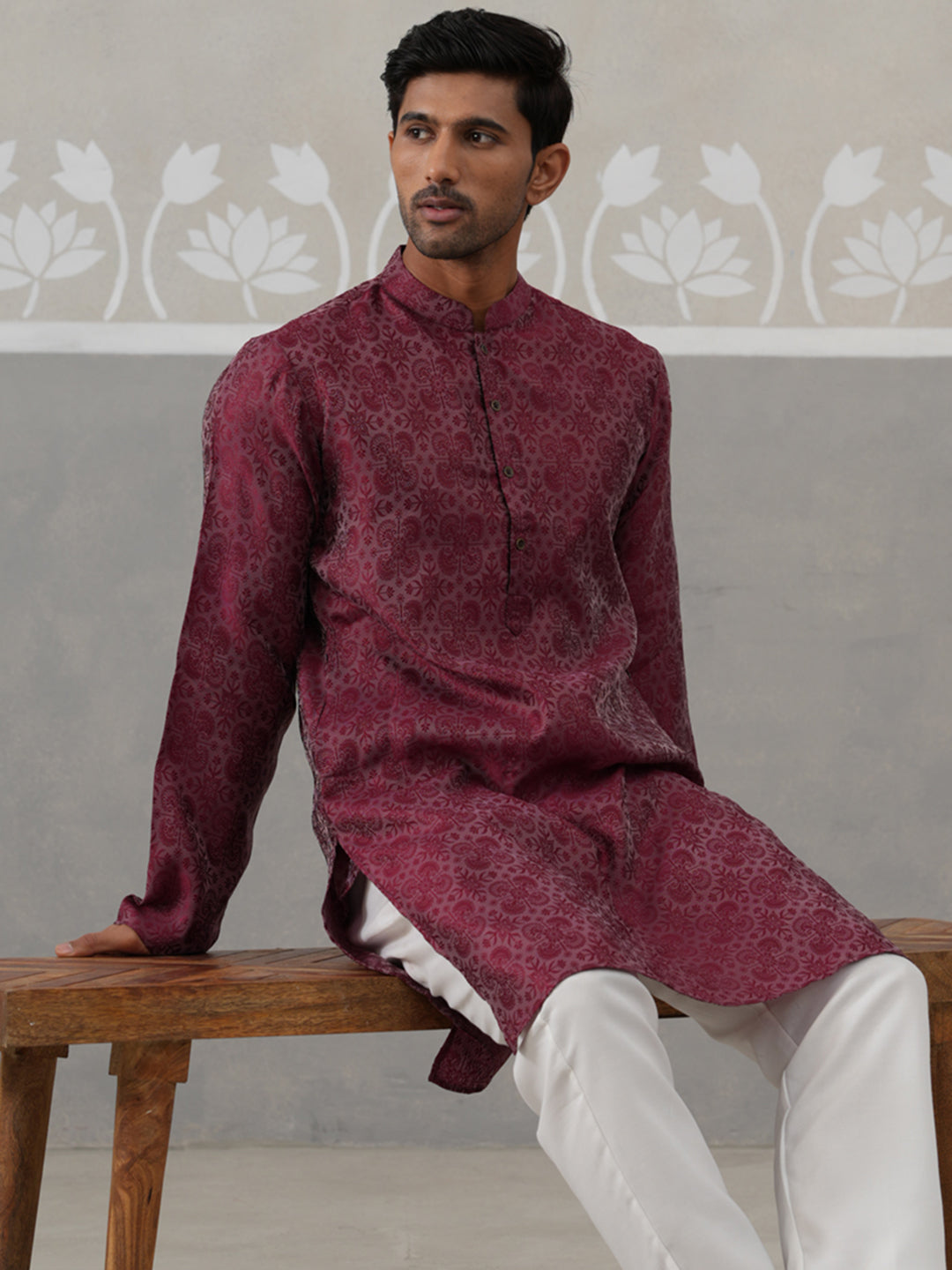 Woven Design Straight Kurta ( ANMKO 269Maroon )  [RT] [P-13]