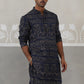 Navy Blue Woven Design Jacquard Kurtas ( ANMKO 271Navy )  [RT] [M-7]