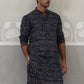 Navy Blue Woven Design Jacquard Kurtas ( ANMKO 271Navy )  [RT] [M-7]